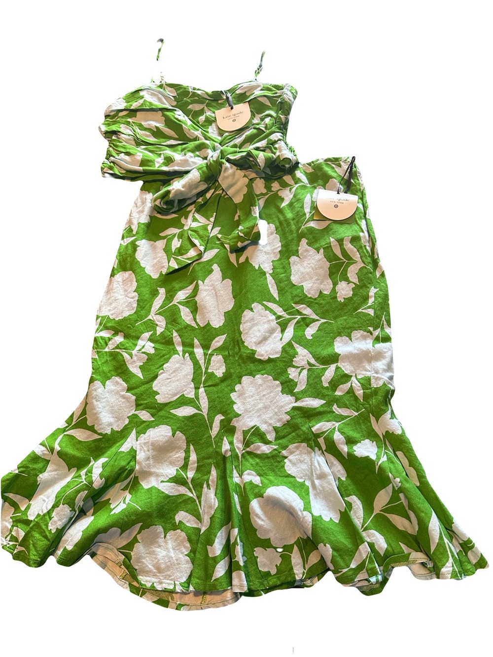 kate spade Green and White Floral Tie-Front Sundress
